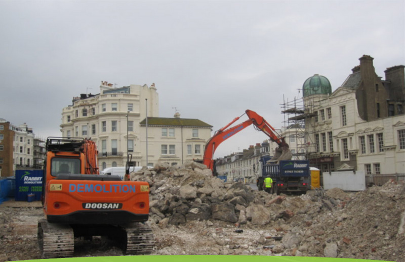 Demolition site in Hove, East Sussex