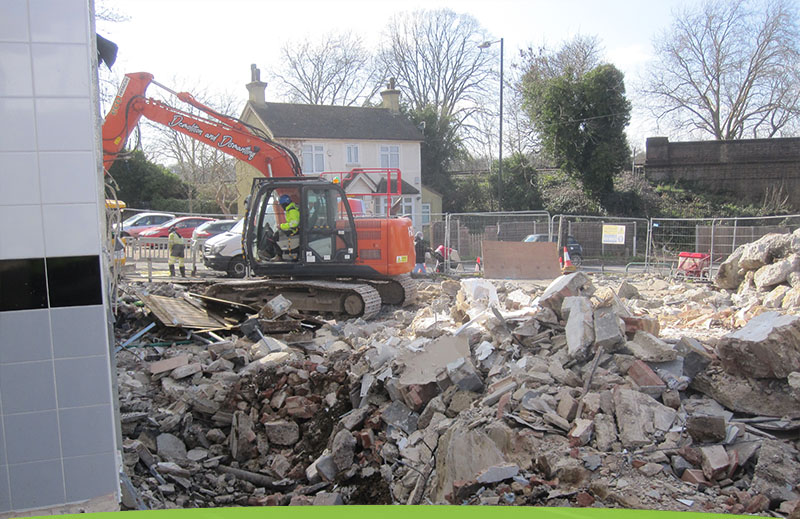 Demolition of a petrol station in croydon