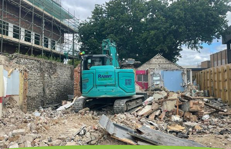 Demolition of a building at the Wheatsheaf pub, Worthing