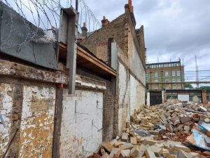 Wall of building prior to demolition
