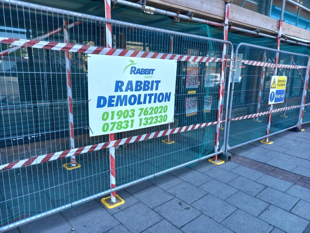 Scaffolding on building prior to demolition in Tooting