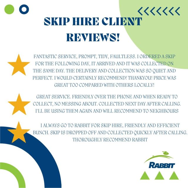Sharing some client love on a Thursday🥰 Client satisfaction is our priority, and we love hearing your positive feedback. 

To book a skip or get a quote for skip hire please complete our online form >> https://www.rabbitskips.co.uk/book-a-skip/

📞 01903 762020
💻 info@rabbitgroup.co.uk
🌍 www.rabbitskips.co.uk

#SkipHire #SkipHireServices #EnvironmentallyFriendly #BookASkip #RabbitSkipHire #RabbitSkips #RabbitGroup #WorthingSkipHire